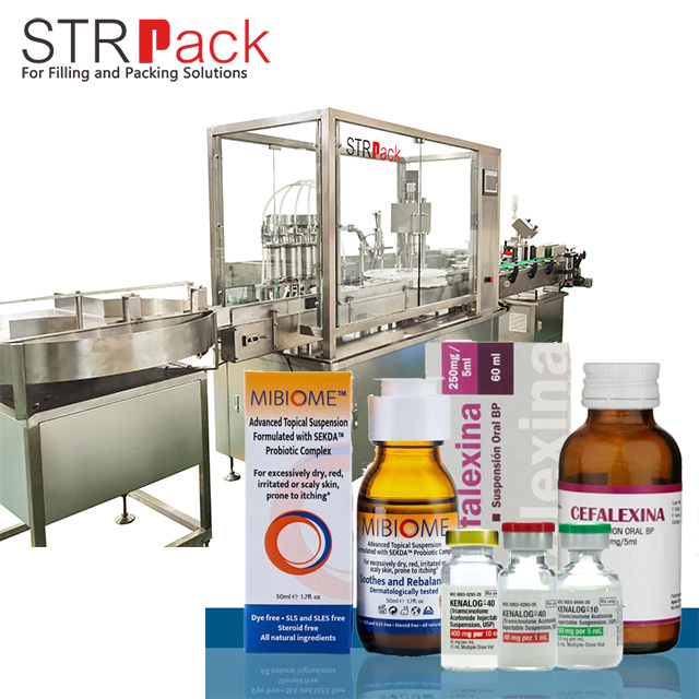 Machine de remplissage et de capsulage de sirop liquide oral - Strpack